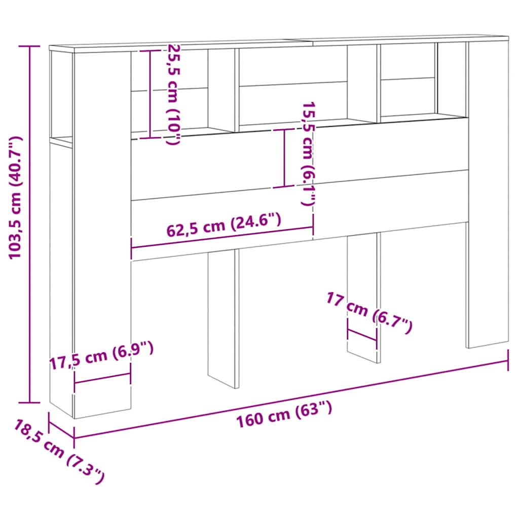 Κεφαλάρι Ντουλάπι από Τεχνητό Δρυς 160x18,5x103,5 εκ. από Τεχνητό Ξύλο - Pakobazaar