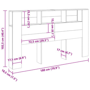 Κεφαλάρι Με Αποθηκευτικό Χώρο 180x18,5x102,5 εκ. Επεξ. Ξύλο - Pakobazaar