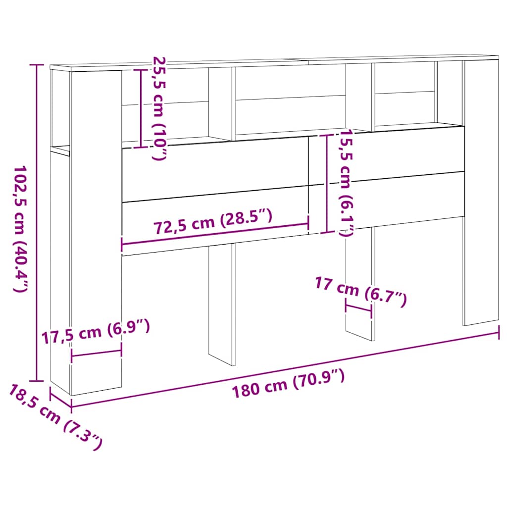 Κεφαλάρι Με Αποθηκευτικό Χώρο 180x18,5x102,5 εκ. Επεξ. Ξύλο - Pakobazaar