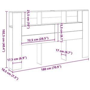 Κεφαλάρι Με Αποθηκευτικό Χώρο 180x18,5x102,5 εκ. Επεξ. Ξύλο - Pakobazaar