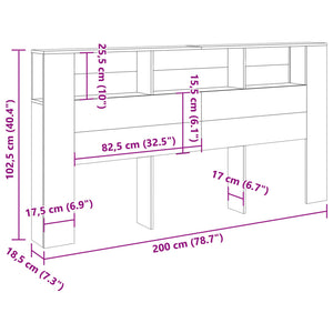 Κεφαλάρι Με Αποθηκευτικό Χώρο 200x18,5x102,5 εκ. Επεξ. Ξύλο - Pakobazaar