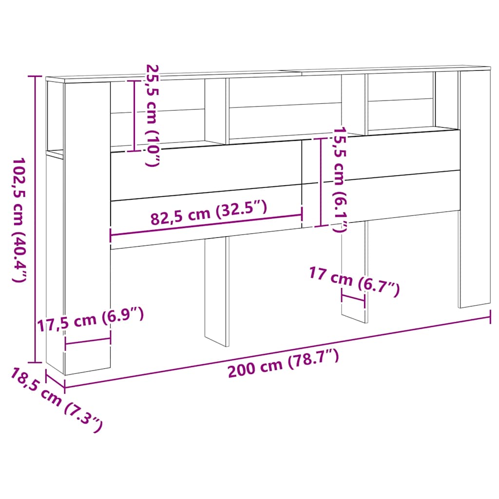 Κεφαλάρι Με Αποθηκευτικό Χώρο 200x18,5x102,5 εκ. Επεξ. Ξύλο