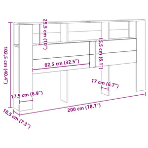 Κεφαλάρι Με Αποθηκευτικό Χώρο 200x18,5x102,5 εκ. Επεξ. Ξύλο