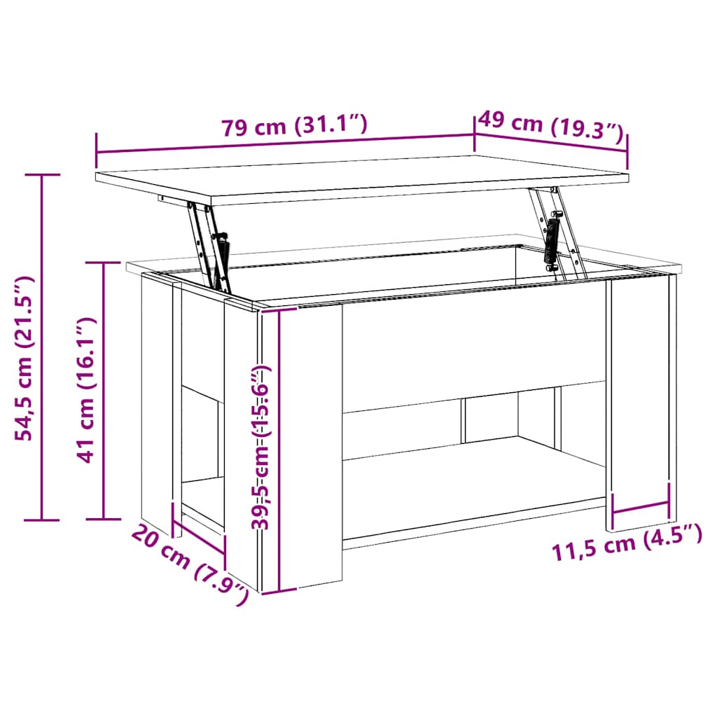 Τραπεζάκι σαλονιού Artisan Oak 79x49x41 cm Κατασκευασμένο ξύλο - Pakobazaar