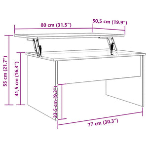 Τραπεζάκι Σαλονιού Αρτισιανή Δρυς 80x50,5x41,5 εκ Επεξεργ. Ξύλο - Pakobazaar