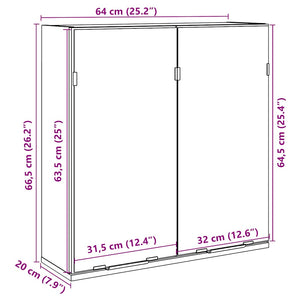 Καθρέφτης Μπάνιου Γκρι Σκυροδέματος 64x20x66,5 εκ. Επεξ. Ξύλο