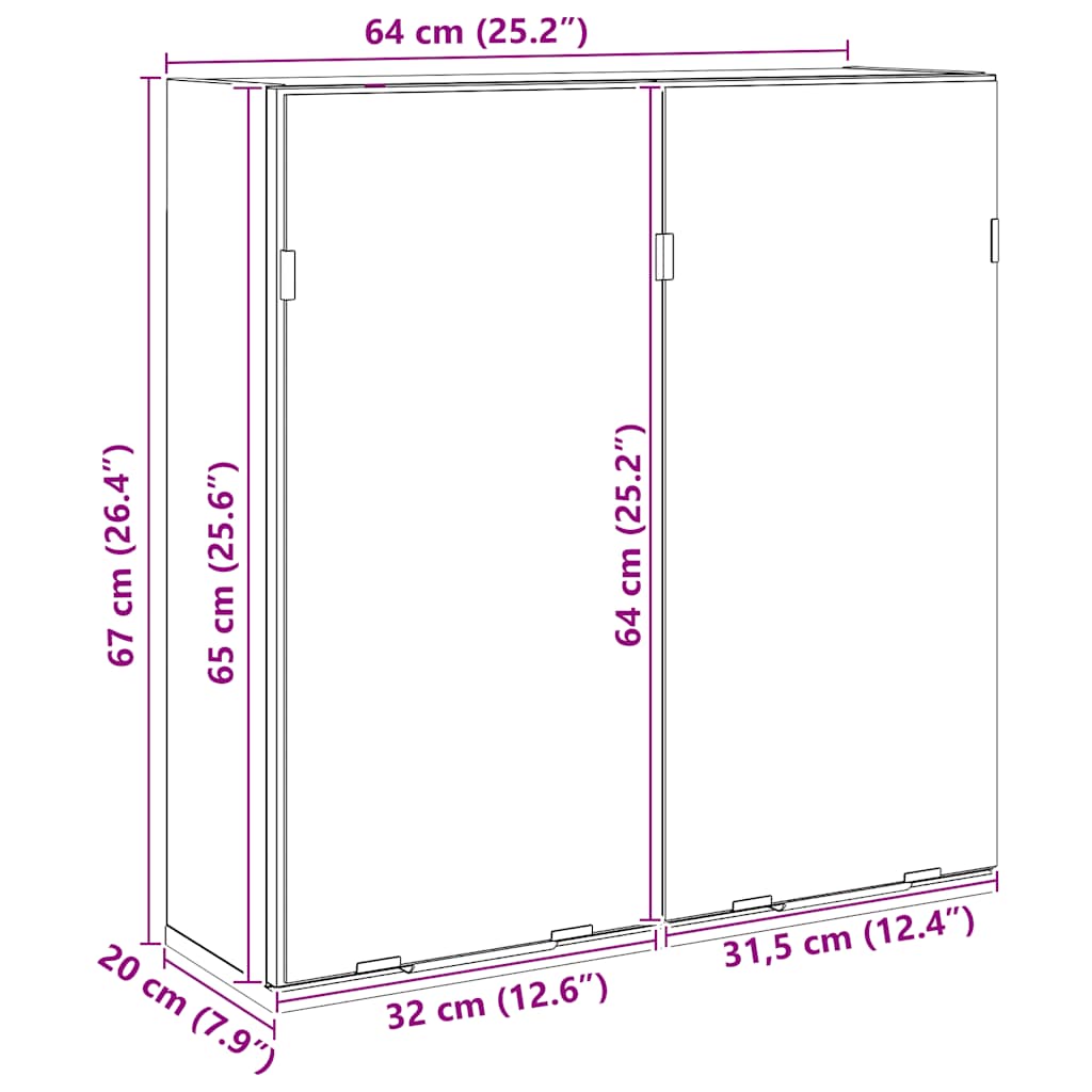 Ντουλάπι Μπάνιου Τεχνίτης Δρυς 64x20x66,5 εκ Επεξεργασμένο Ξύλο - Pakobazaar
