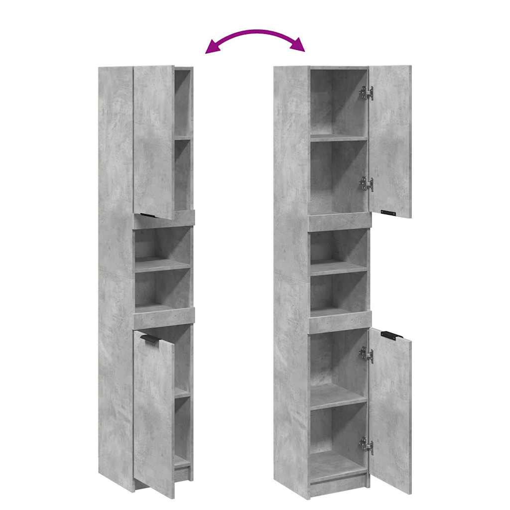 Ντουλάπι Μπάνιου Γκρι Σκυροδέματος 32x34x188,5 εκ. Επεξ. Ξύλο - Pakobazaar