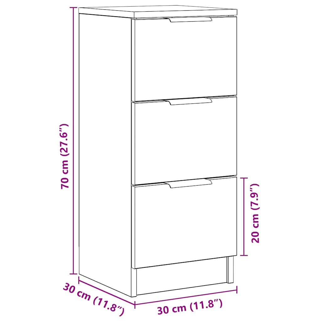 Sideboards 2 τεμάχια Artisan Oak 30x30x70cm Κατασκευασμένο ξύλο - Pakobazaar