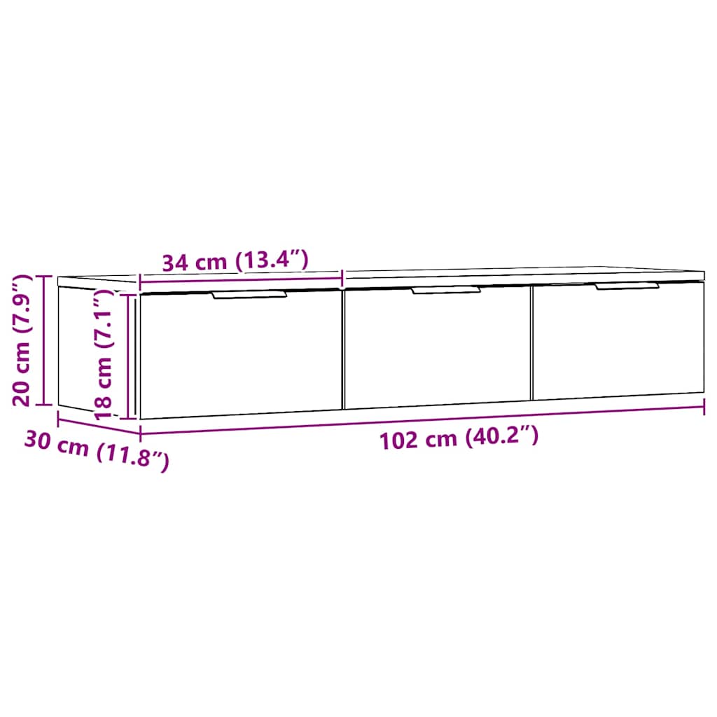 Ντουλάπι τοίχου Artisan Oak 102x30x20 cm Κατασκευασμένο ξύλο - Pakobazaar