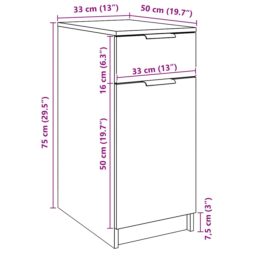 Ντουλάπι Γραφείου Artisan Δρυς 33x50x75 εκ. Επεξεργασμένο Ξύλο - Pakobazaar