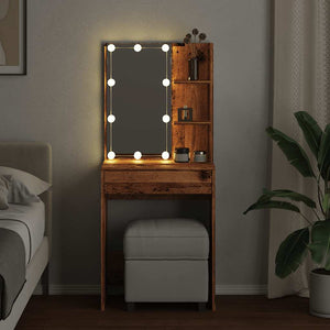 Μπουντουάρ με LED Όψη Παλαιού Ξύλου 60 x 40 x 140 εκ. - Pakobazaar