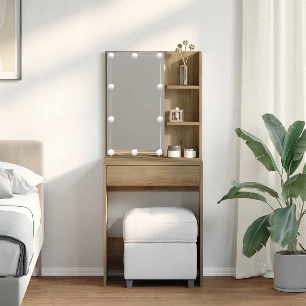 Μπουντουάρ με LED Αρτισιανή Δρυς 60x40x140 εκ. - Pakobazaar