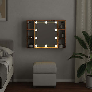 Έπιπλο Καθρέπτη με LED Όψη Παλαιού Ξύλου 76x15x55 εκ Επεξ. Ξύλο - Pakobazaar