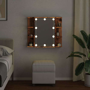 Ντουλάπι καθρέφτη με LED Παλιό ξύλο 70x16,5x60 cm - Pakobazaar