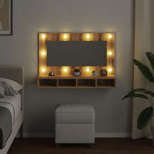 Ντουλάπι με Καθρέφτη και LED σε Χρώμα Δρυός Artisan 90x31,5x62 εκ. - Pakobazaar