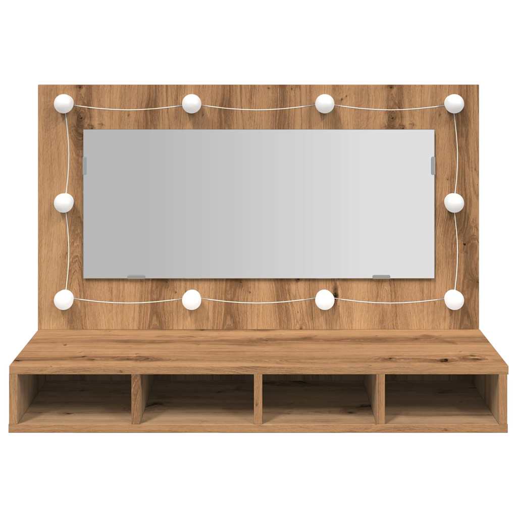 Ντουλάπι με Καθρέφτη και LED σε Χρώμα Δρυός Artisan 90x31,5x62 εκ. - Pakobazaar