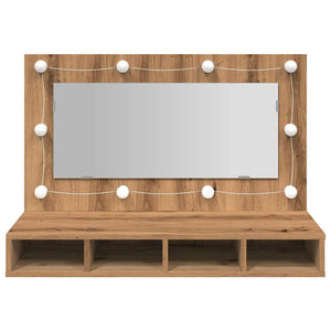 Ντουλάπι με Καθρέφτη και LED σε Χρώμα Δρυός Artisan 90x31,5x62 εκ. - Pakobazaar