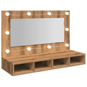 Ντουλάπι με Καθρέφτη και LED σε Χρώμα Δρυός Artisan 90x31,5x62 εκ. - Pakobazaar
