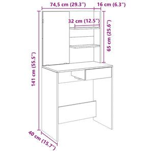 Κομοδίνο με καθρέφτη Παλιό ξύλο 74,5x40x141 cm - Pakobazaar
