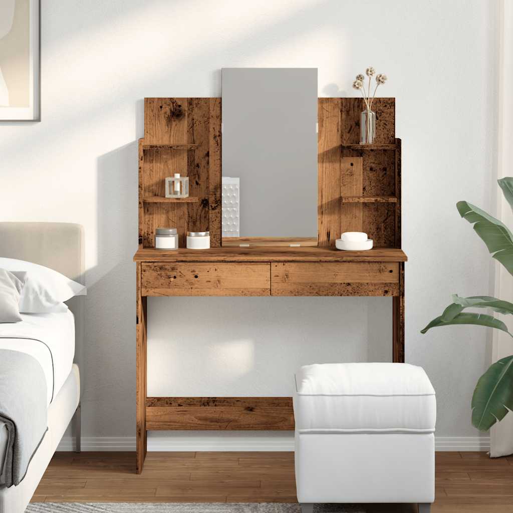 Κομοδίνο με καθρέφτη Παλιό ξύλο 96x39x142 cm - Pakobazaar