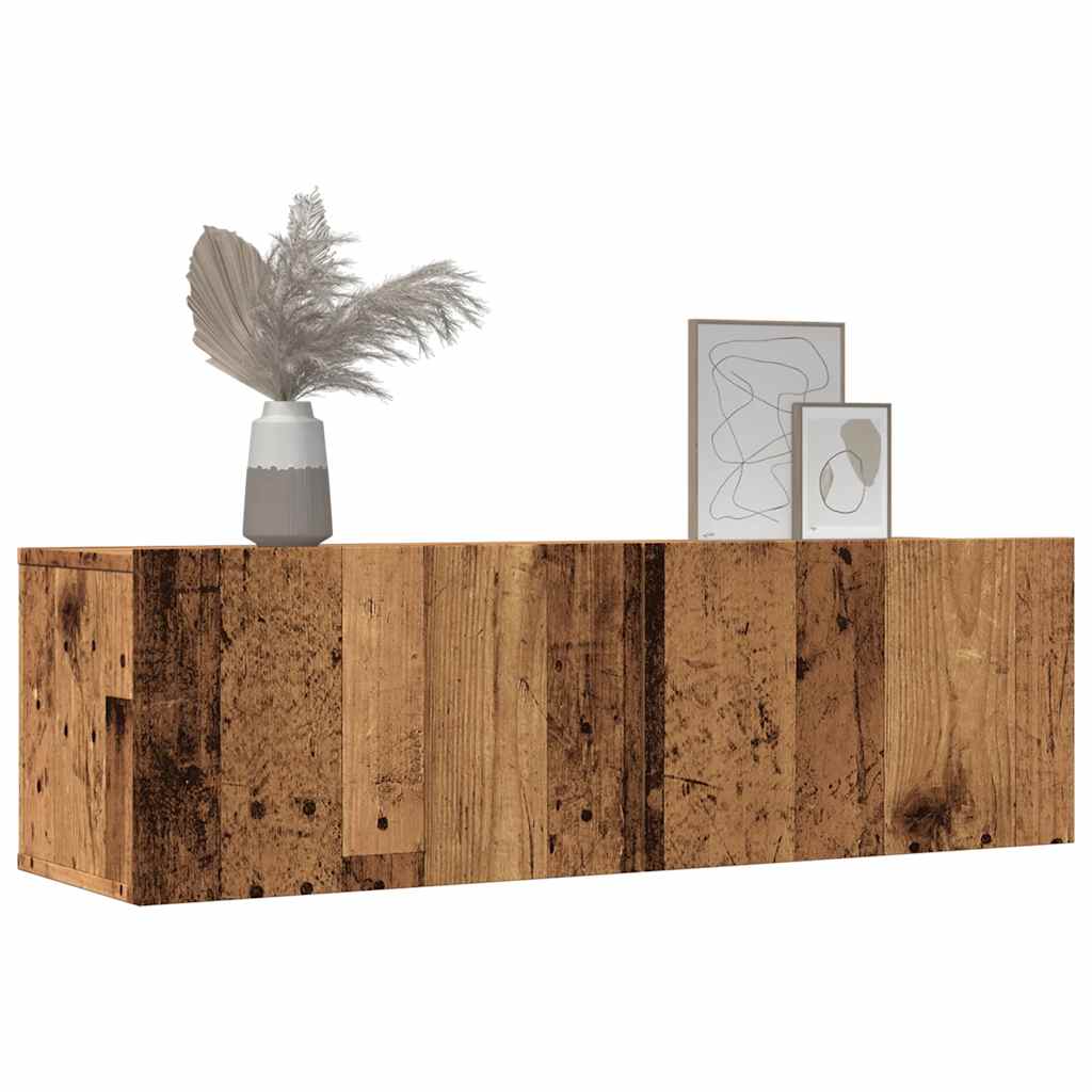 Ντουλάπια Τοίχου Τηλεόρασης 2 Τεμ. Παλαιό Ξύλο 100x30x30 εκ.