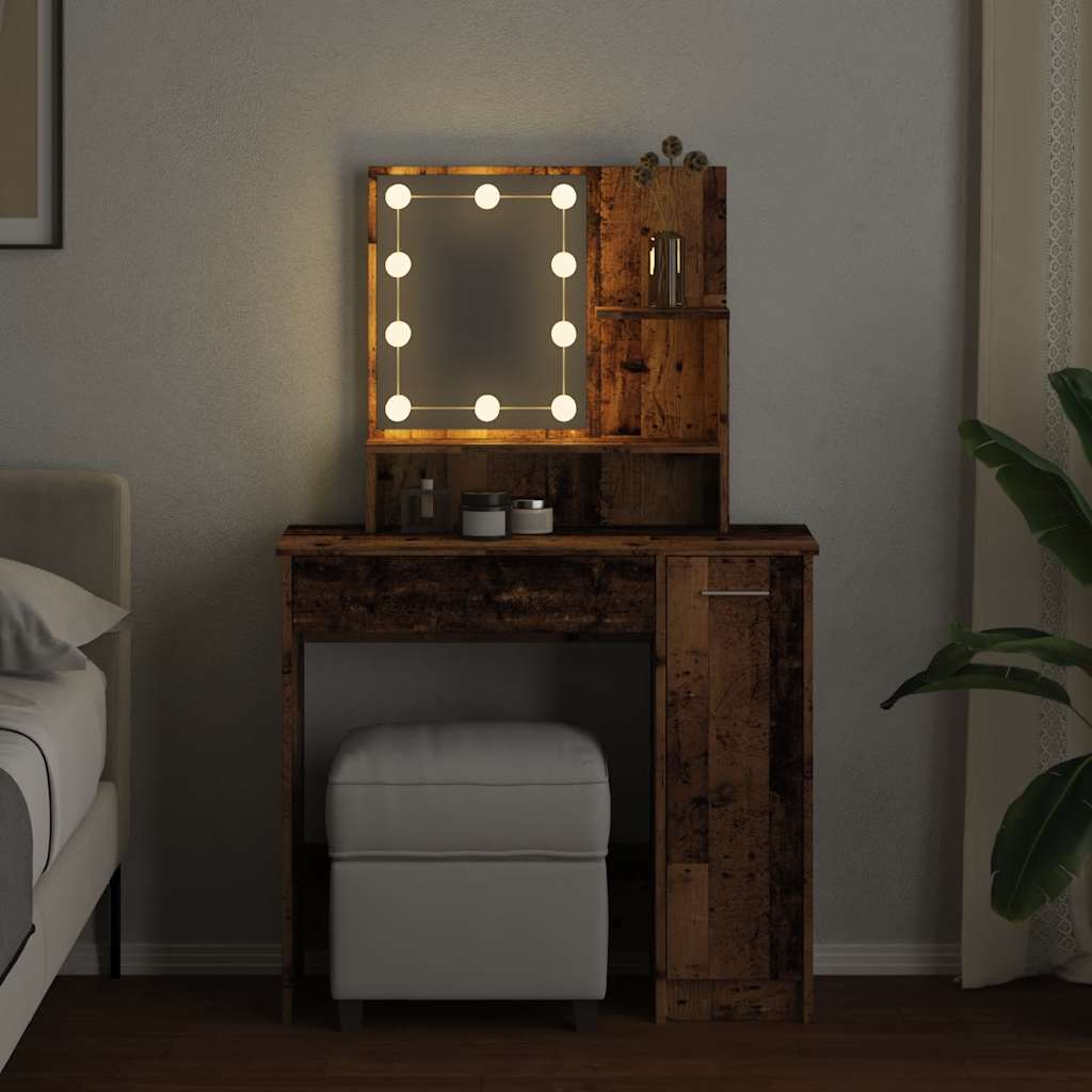Μπουντουάρ με LED Σετ Παλιό Ξύλο 86,5 x 35 x 136 εκ. - Pakobazaar