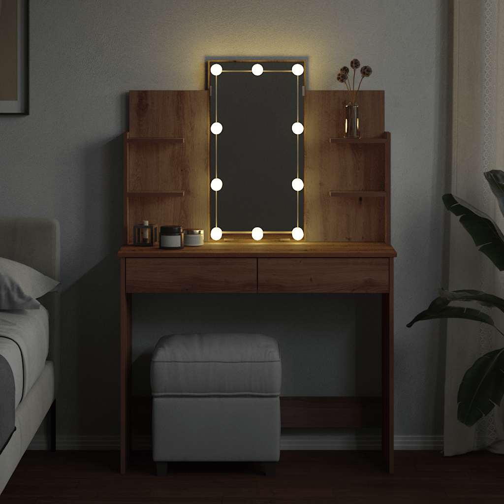 Μπουντουάρ με LED Φώτα τεχνίτης Δρυς 96x40x142 εκ. - Pakobazaar