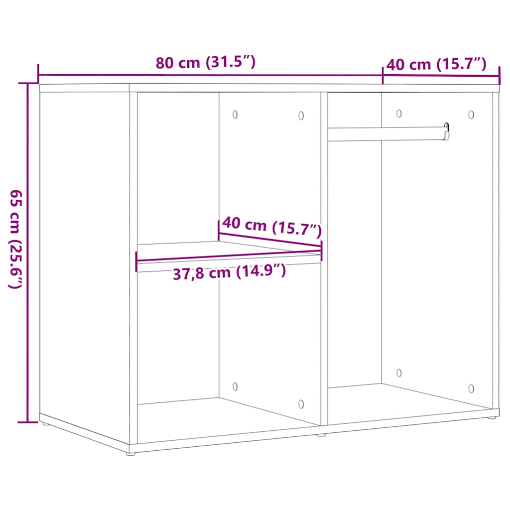 Ντουλάπι ντύσιμο Παλιό ξύλο 80x40x65 cm Κατασκευασμένο ξύλο