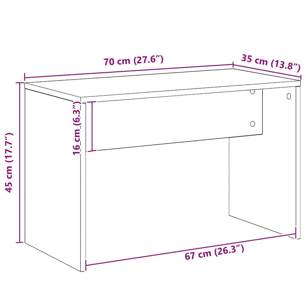 Σκαμπό Μπουντουάρ Δρυς τεχνίτης 70 x 35 x 45 εκ. Επεξ. Ξύλο