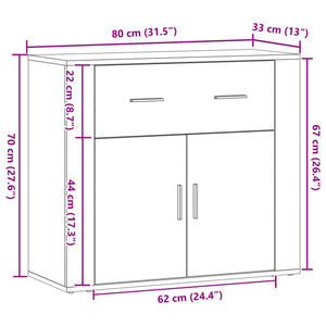 Ντουλάπι Artisian Δρυς 80x33x70 εκ. από Επεξεργασμένο Ξύλο - Pakobazaar