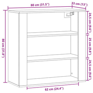 Ντουλάπι Τοίχου Αρτισιανή Δρυς 80x33x80 εκ. Επεξεργασμένο Ξύλο - Pakobazaar
