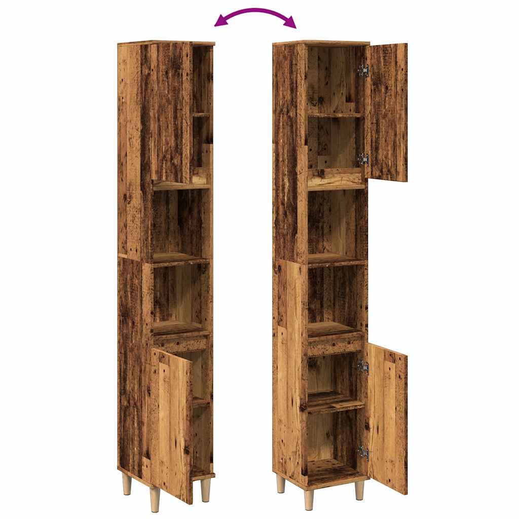 Ντουλάπι μπάνιου Παλιό ξύλο 30x30x190 cm Κατασκευασμένο ξύλο - Pakobazaar