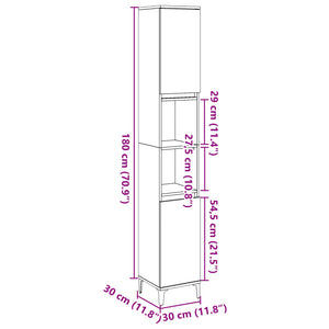Ντουλάπι μπάνιου Παλιό ξύλο 30x30x190 cm Κατασκευασμένο ξύλο