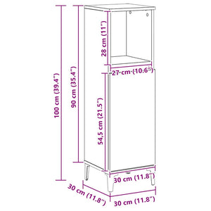 Ντουλάπι μπάνιου Δρυς τεχνίτης 30x30x100 cm Κατασκευασμένο ξύλο