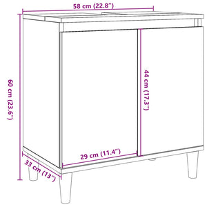 Ντουλάπι Νιπτήρα Γκρι Σκυρ. 58x33x60 εκ. Επεξεργασμένο Ξύλο