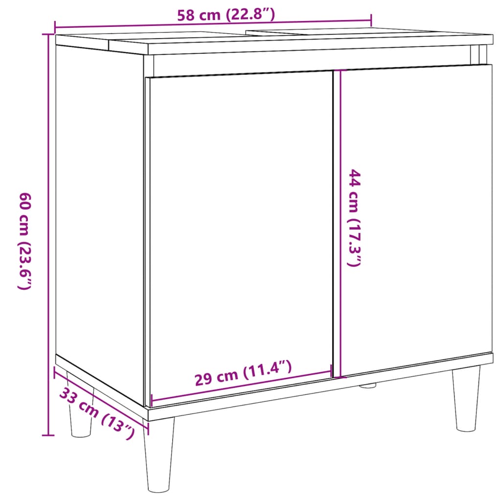 Ντουλάπι νιπτήρα Παλιό ξύλο 58x33x60 cm Κατασκευασμένο ξύλο - Pakobazaar