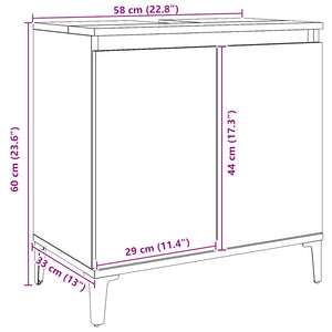 Ντουλάπι Νιπτήρα τεχνίτης Δρυς 58x33x60 εκ. Επεξεργασμένο Ξύλο - Pakobazaar