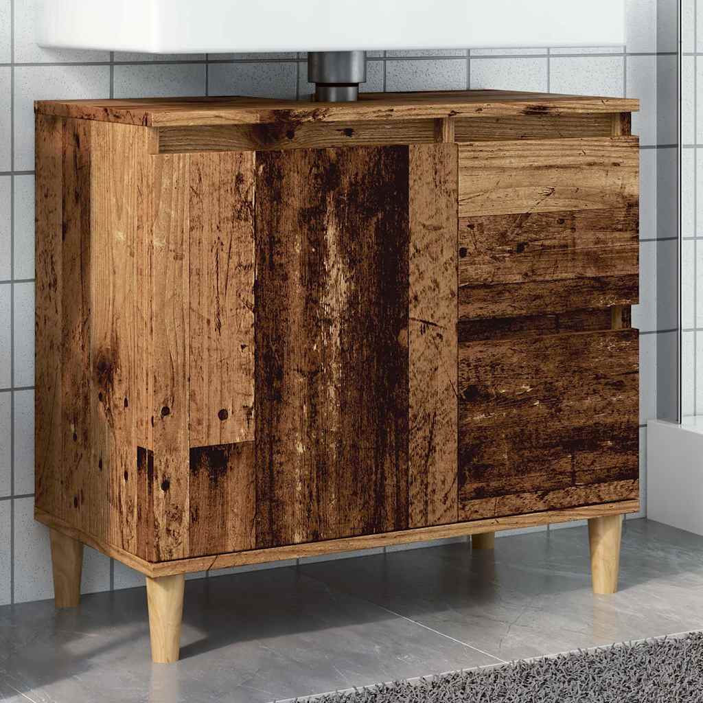 Ντουλάπι νιπτήρα Παλιό ξύλο 65x33x60 cm Κατασκευασμένο ξύλο