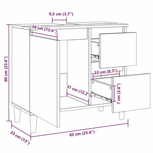 Ντουλάπι Νιπτήρα Αρτισιανή Δρυς 65x33x60 εκ. Επεξ. Ξύλο