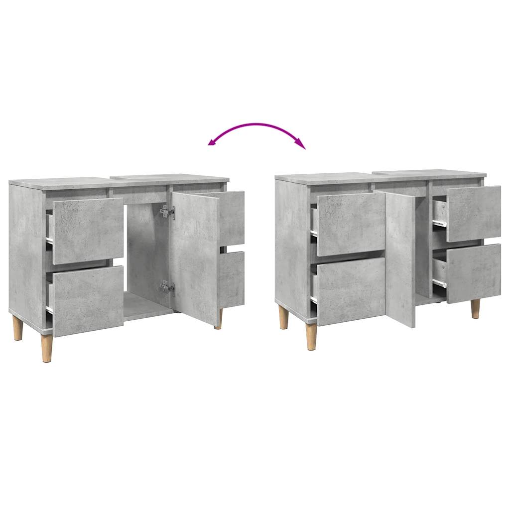 Ντουλάπι Νιπτήρα Γκρι Σκυρ. 80 x 33 x 60 εκ. Επεξεργασμένο Ξύλο - Pakobazaar