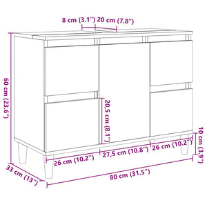 Ντουλάπι Νιπτήρα Γκρι Σκυρ. 80 x 33 x 60 εκ. Επεξεργασμένο Ξύλο - Pakobazaar
