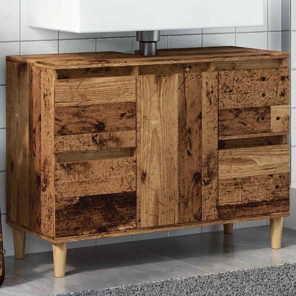 Ντουλάπι νιπτήρα Παλιό ξύλο 80x33x60 cm Κατασκευασμένο ξύλο