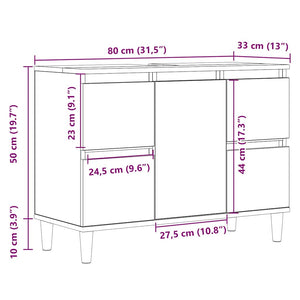 Ντουλάπι Νιπτήρα τεχνίτης Δρυς 80 x 33 x 60 εκ. - Pakobazaar