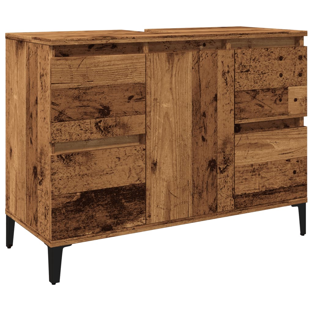 Ντουλάπι νιπτήρα Παλιό ξύλο 80x33x60 cm Κατασκευασμένο ξύλο