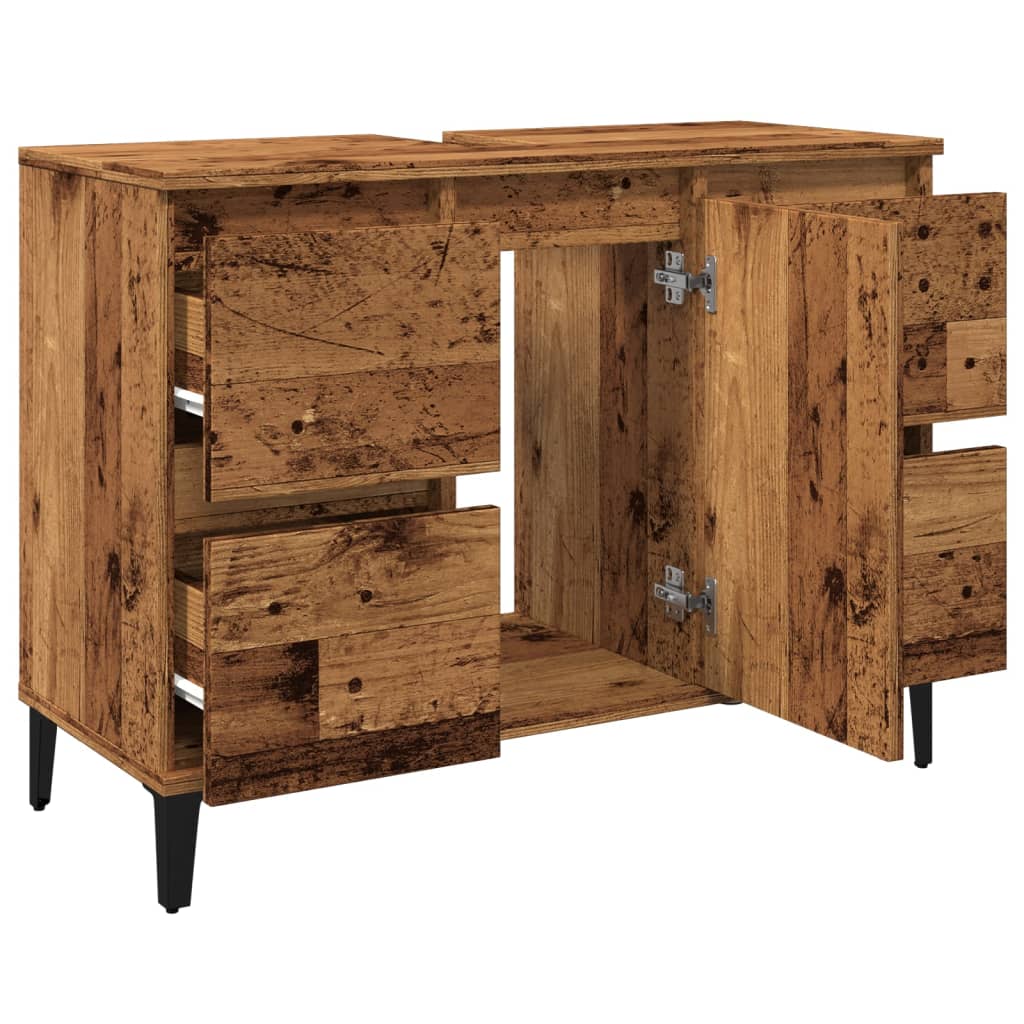 Ντουλάπι νιπτήρα Παλιό ξύλο 80x33x60 cm Κατασκευασμένο ξύλο