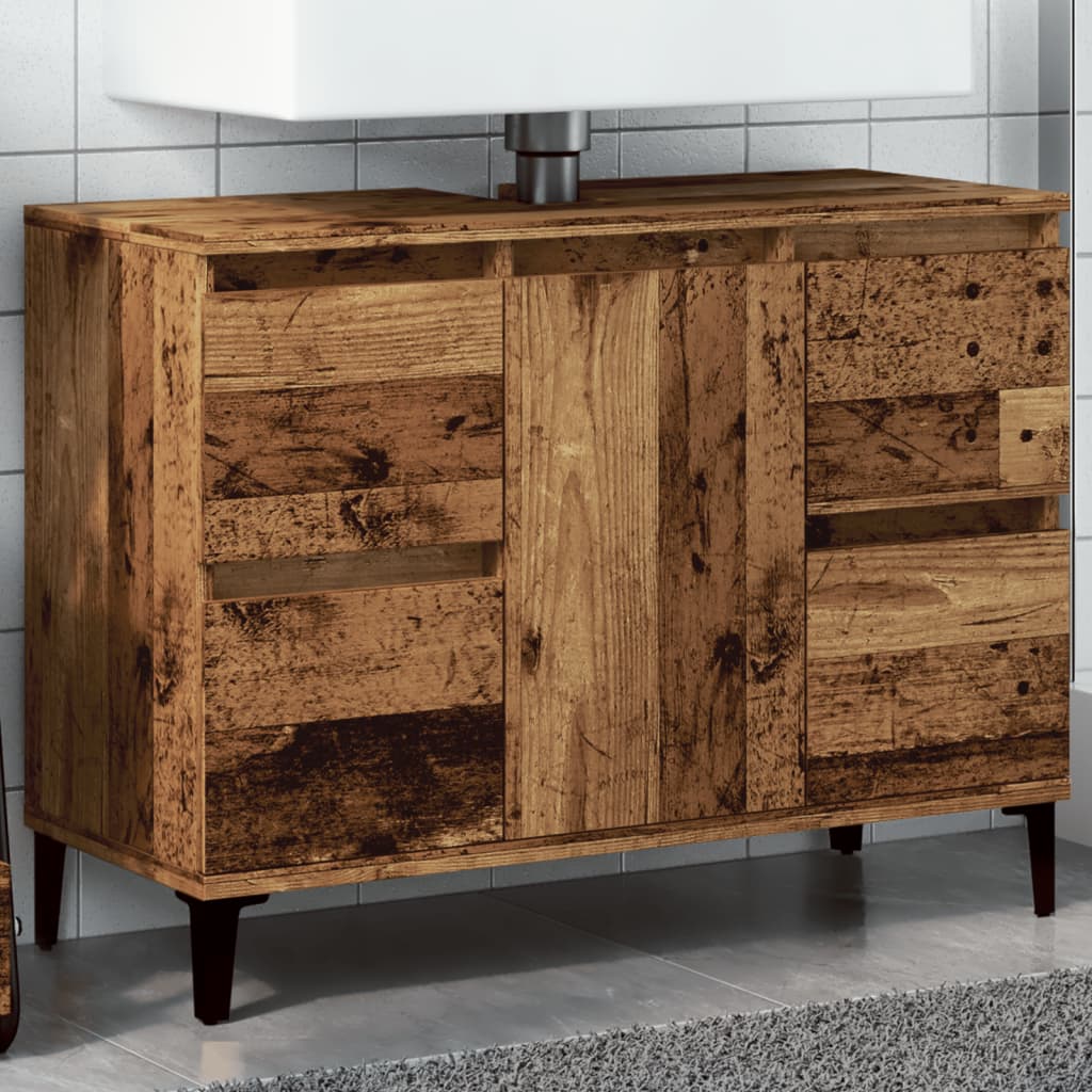 Ντουλάπι νιπτήρα Παλιό ξύλο 80x33x60 cm Κατασκευασμένο ξύλο