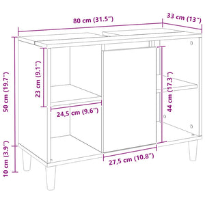 Ντουλάπι Μπάνιου Αρτισιανή Δρυς 80 x 33 x 60 εκ. Επεξεργ. Ξύλο - Pakobazaar