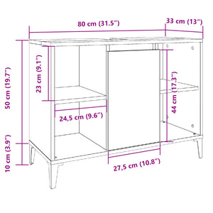 Ντουλάπι νιπτήρα Παλιό ξύλο 80x33x60 cm Κατασκευασμένο ξύλο