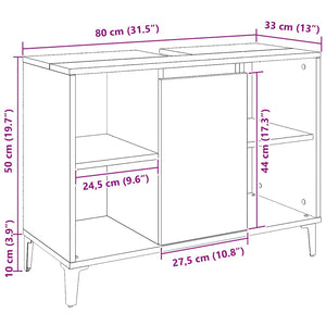 Ντουλάπι Νιπτήρα τεχνίτης Δρυς 80 x 33 x 60 εκ. - Pakobazaar
